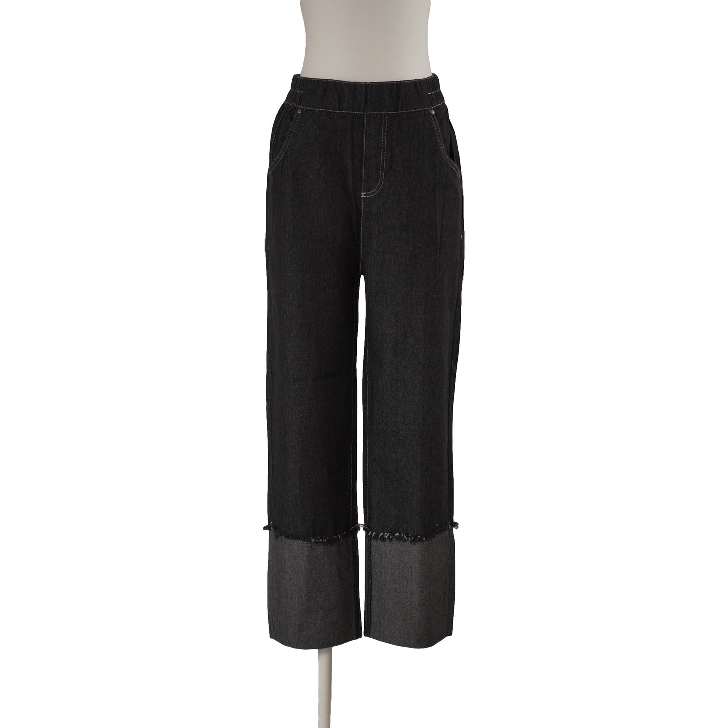 COMFORTABLE ROLLUP DENIMーBLACK